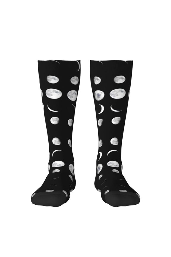 Womens Moon Phase Knee High Socks Comfy Thermal Boot Long Socks