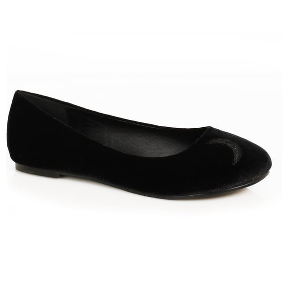 Womens Moon Witch Black Velvet Flat Costume Shoes size 8
