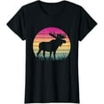 thumbnail image 1 of Womens Moose Heartbeat for Moose Lovers Reindeer Stag Antler T-Shirt, 1 of 3