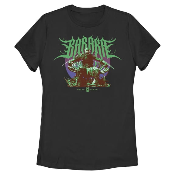 Womens Mortal Kombat II Baraka in Action Green Pose T Shirt