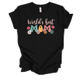 thumbnail image 1 of Womens Mother's Day Colorful Retro Groovy World's Best Mom Floral Ladies Short Sleeve T-Shirt-Black-Large, 1 of 1