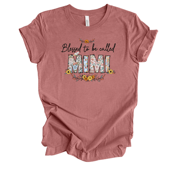 Womens Mother's Day Floral Whimsical Blessed To Be Ladies Heather Mauve Short Sleeve T-Shirt-Mimi-4X-Large