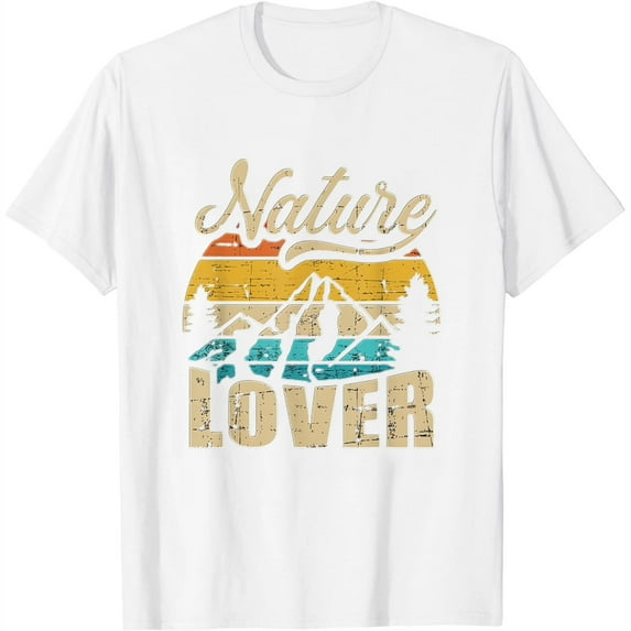 Womens Mountains Nature Lover Vintage T-Shirt White Large