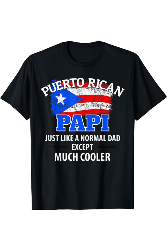 Womens Much Cooler Puerto Rican Papi - Vintage Puerto Rico Flag T-Shirt Black Medium
