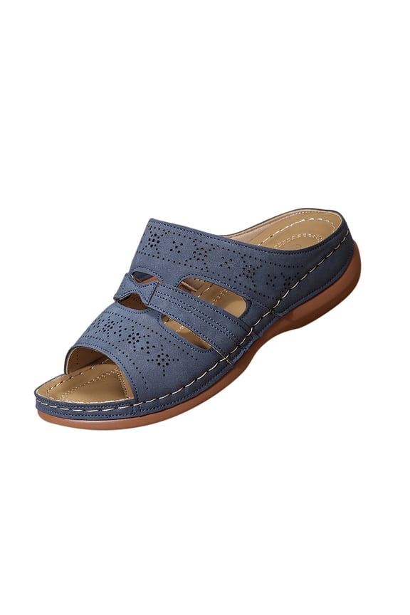 Womens Mule Sandals Comfortable Slide Sandals for Women Breathable Open Toe Slip On Everyday Casual for Home, Errands, Walking Navy,Size 6.5