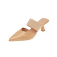 thumbnail image 1 of Womens Mules Chunky Block Heel Slip On Khaki Nude Pointed Toe Low Heel for Work Office Comfort Casual Shoes,Size 9, 1 of 9