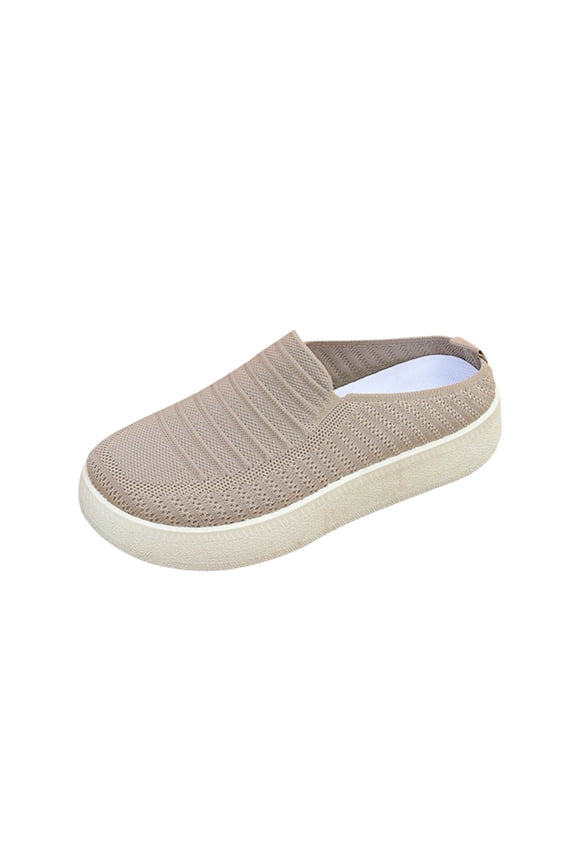 Womens Mules & Platform Slides Slip On Shoes Khaki, Breathable Mesh Casual Comfort for Indoor Outdoor Walking,Size 5.5