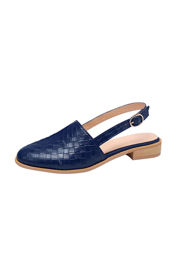 Womens Mules Slip-On Low Heel Flats with Buckle Strap Womens Flat Mules Closed Pointed Toe Slingback for Summer Vacation