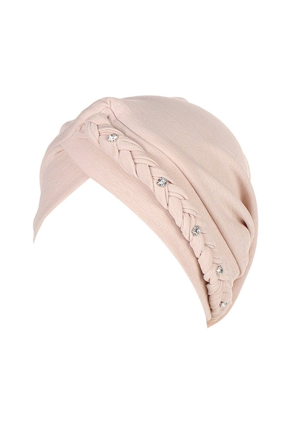 Womens Multi Color Two Band Studded Braid Cap Side Braid Square Braid Cap