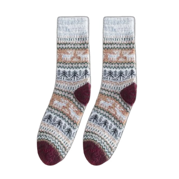 Womens Multi Coloured Faux Wool Socks for Comfort and Warmth Vintage Thick Knit Thermal Warm Winter Athletic Calf Socks