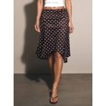 thumbnail image 1 of Womens Multicolor Polka Dot Asymmetrical Ruched High-Low Flowing Midi Skirt, Boho Elegant Summer Vacation Skirt, 1 of 6