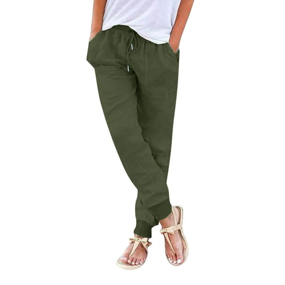 Womens Multicolor Washed Casual Trousers - Elastic Waist, Lightweight Fabric, for Vacation and Daily Wear