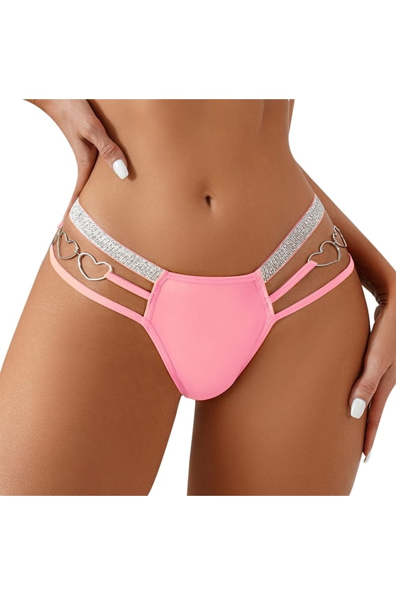 Womens Multicolored Cotton Crotch Hollow Heart Button Comfortable Underwear