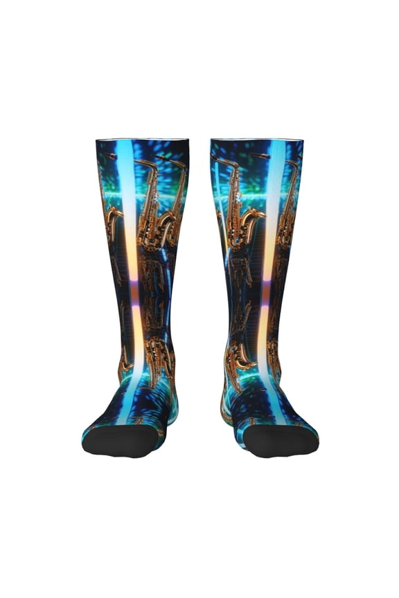 Womens Musical Instruments Saxophone Knee High Socks Comfy Thermal Boot Long Socks