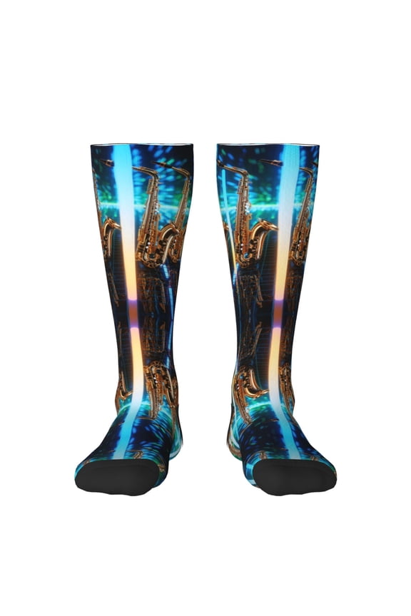 Womens Musical Instruments Saxophone Knee High Socks Comfy Thermal Boot Long Socks