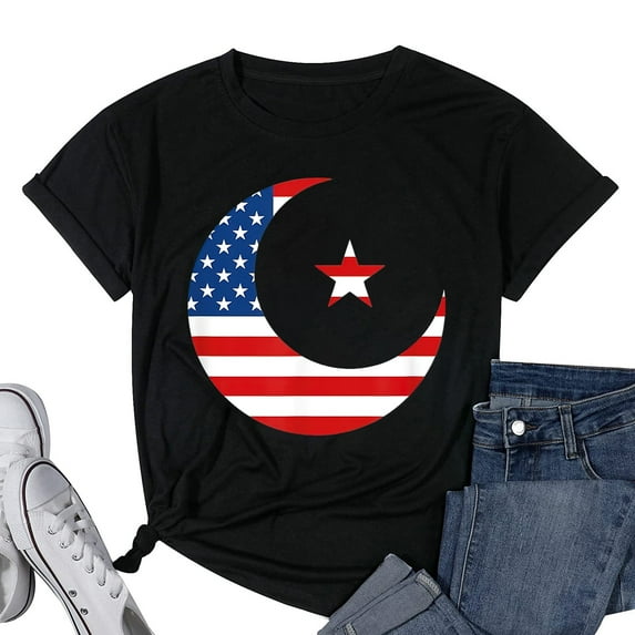 Womens Muslim United States Flag Islam Nation Ramadan Arab Believe T-Shirt Black Medium