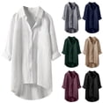 thumbnail image 1 of Womens Muslin Blouse Long Sleeve V Neck Loose Fit Lightweight Oversized Spring Shirt, 1 of 5