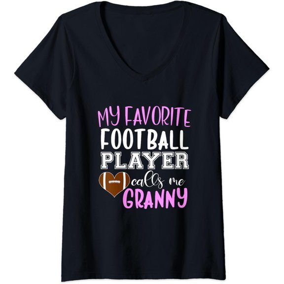 Womens My Favorite Football Player Call Me Granny V-Neck T-Shirt