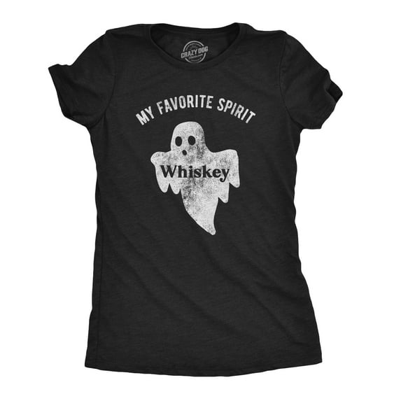 Womens My Favorite Spirit Whiskey T Shirt Funny Halloween Ghost Drinking Party Tee Womens Graphic Tees