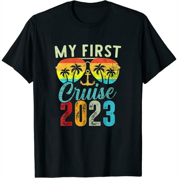 Womens My First Cruise 2023 Family Vacation Cruise Ship Travel T-Shirt Black Medium