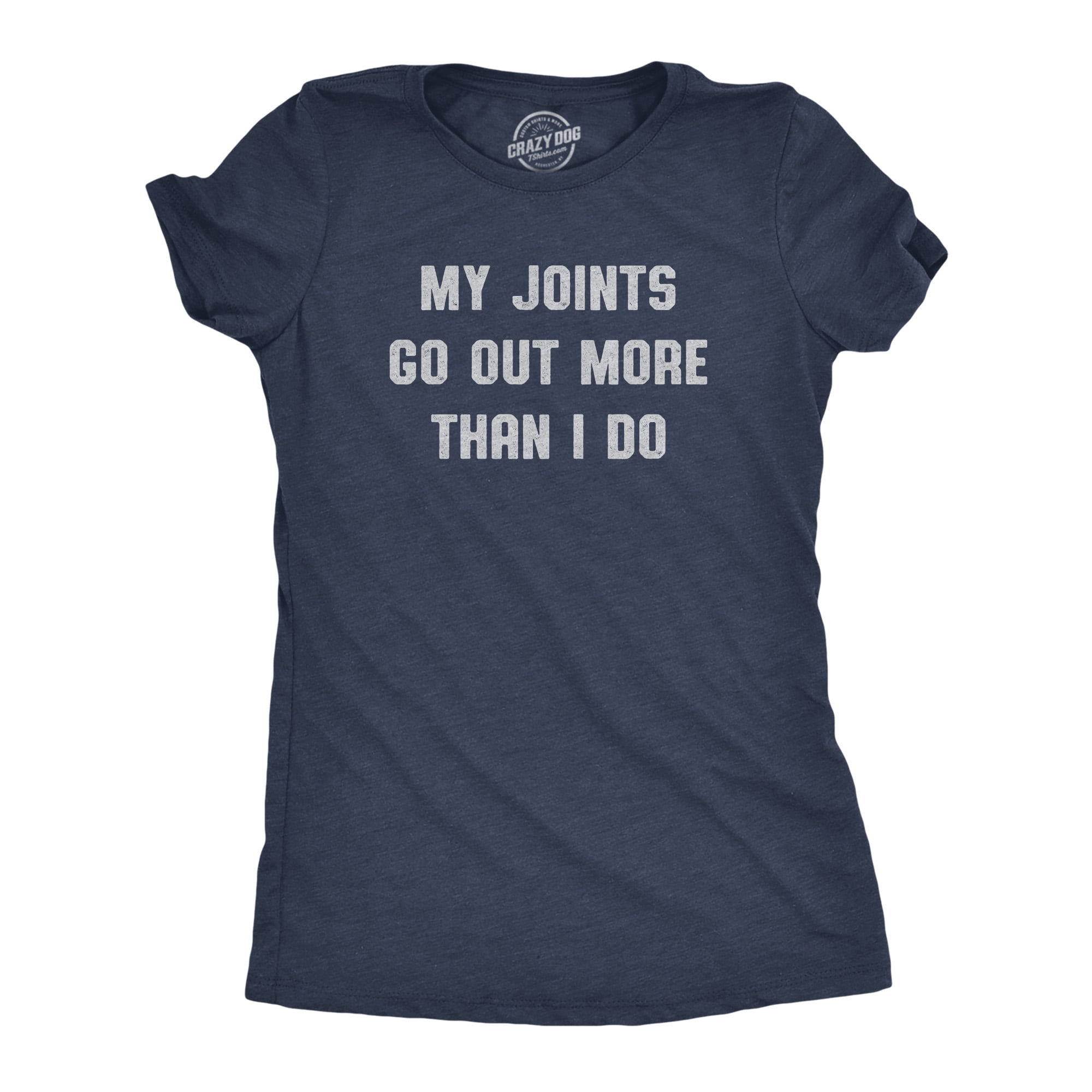 Womens My Joints Go Out More Than I Do T Shirt Funny 420 Introverted Weed  Smoking Tee For Ladies (Heather Navy - JOINTS) - S Womens Graphic Tees