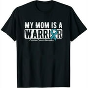 Womens My Mom Is A Warrior Ovarian Cancer T-Shirt Black Small