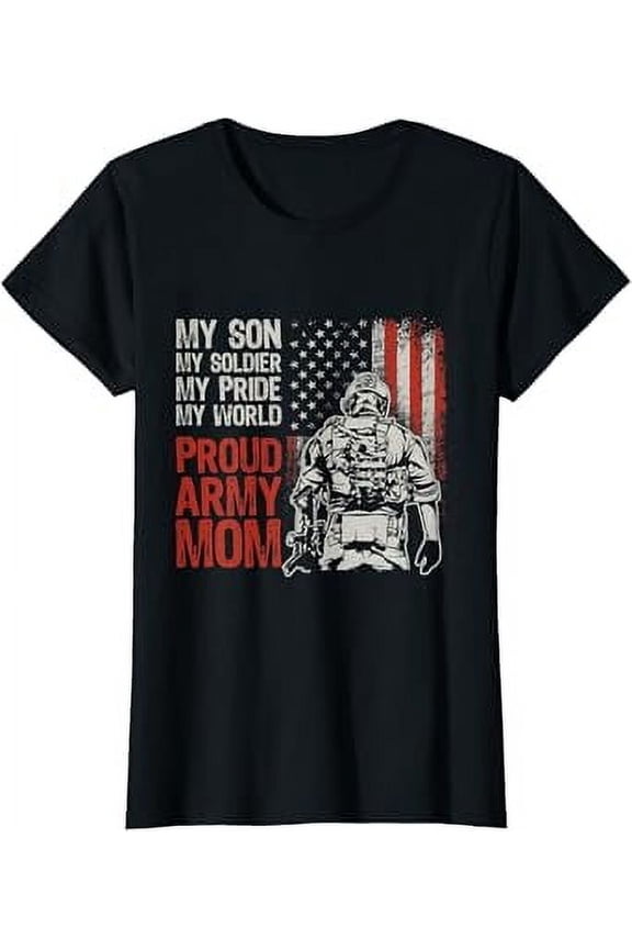 Womens My Son My Soldier Hero Proud Army Mom Us Military Mother T-Shirt