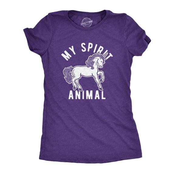 Womens My Spirit Animal: Unicorn T Shirt Funny Mythical Horse Sarcastic Graphic Novelty Tee Womens Graphic Tees