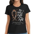 thumbnail image 1 of Womens My Wife’s Fight Is My Fight Endometrial Cancer Awareness T-Shirt Black 2X-Large, 1 of 5