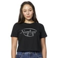 thumbnail image 1 of Womens NAMASTE American-Made Cute Cropped Yoga Tee Shirt, Small Black, 1 of 3