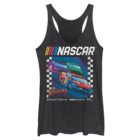 Womens NASCAR Colorful Racing Cars Daytona Beach Racerback Tank