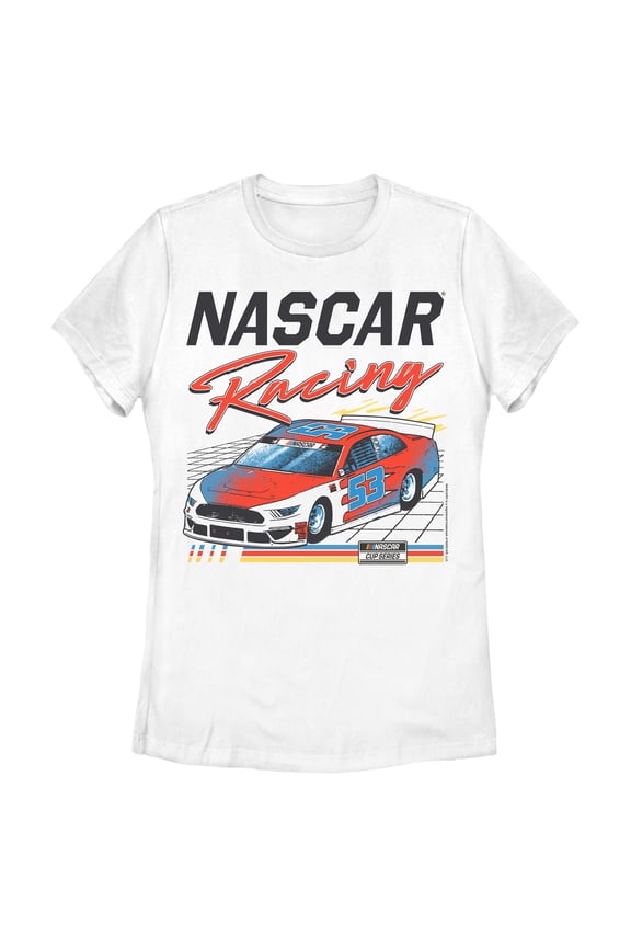 Womens NASCAR Racing Car 53 Retro Grid T Shirt
