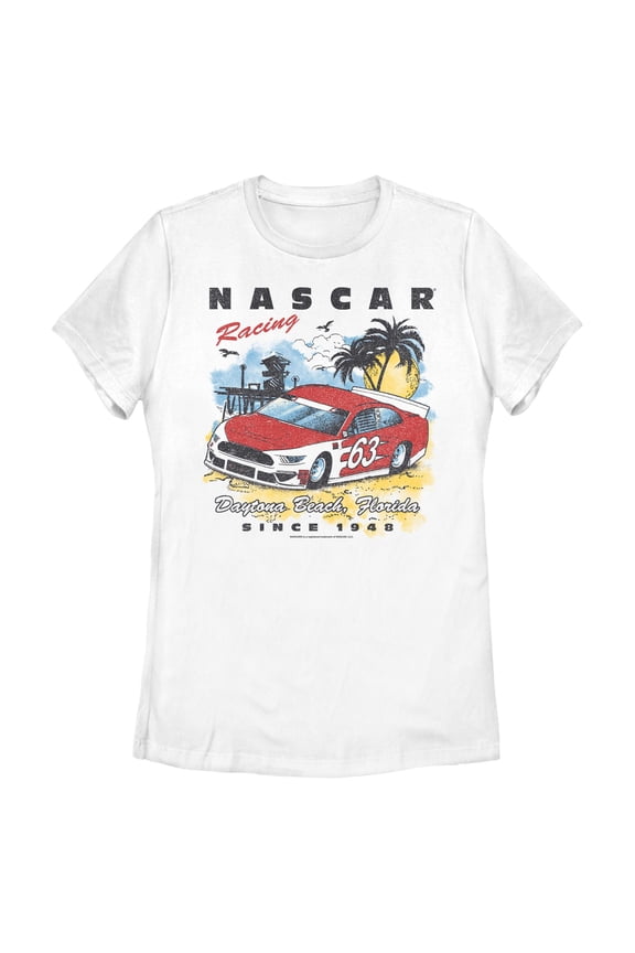 Womens NASCAR Racing Car 63 Summer Beach T Shirt