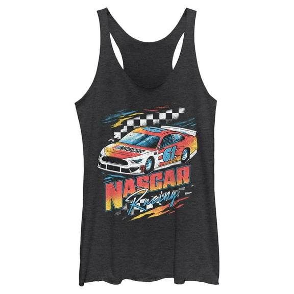 Womens NASCAR Retro Racing Checkers 61 Racerback Tank