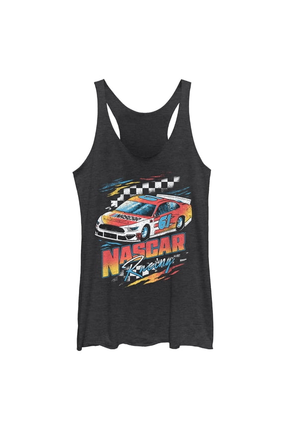 Womens NASCAR Retro Racing Checkers 61 Racerback Tank