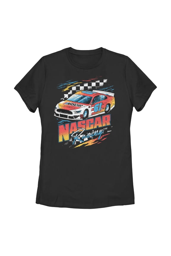 Womens NASCAR Retro Racing Checkers 61 T Shirt