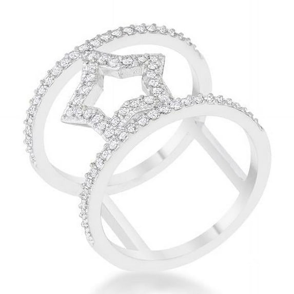 Womens Nailey 0.75 CT Cubic Zirconia Rhodium Star Contemporary Ring - Size 5