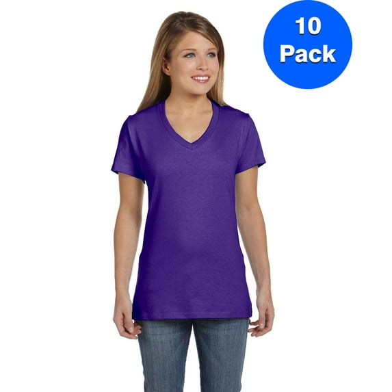 Womens Nano-T V-Neck T-Shirt S04V (10 PACK)