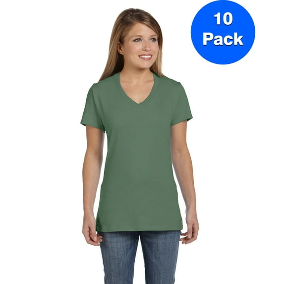 Womens Nano-T V-Neck T-Shirt S04V (10 PACK)