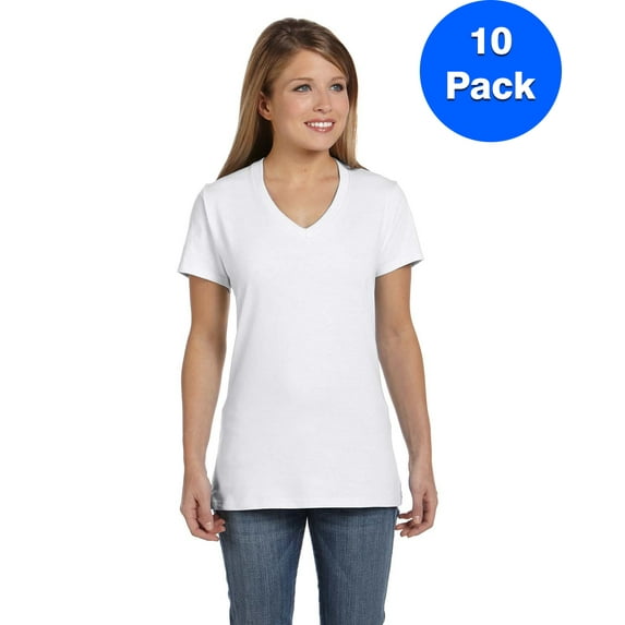 Womens Nano-T V-Neck T-Shirt S04V (10 PACK)