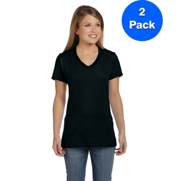 Womens Nano-T V-Neck T-Shirt S04V (2 PACK)