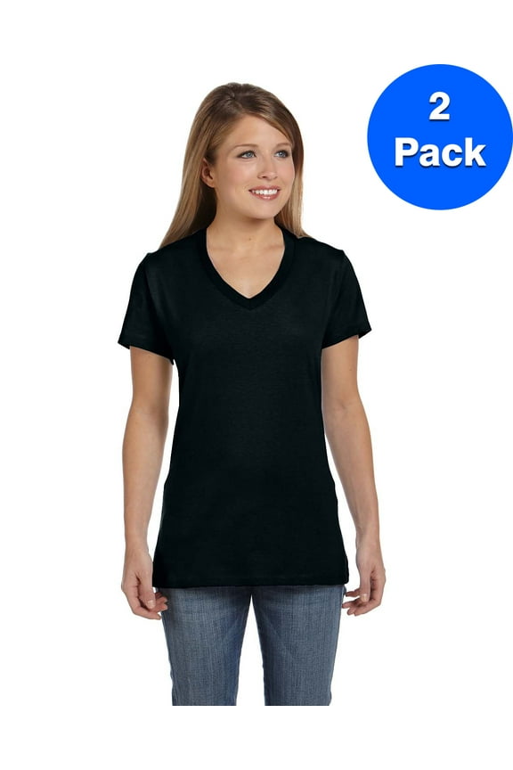Womens Nano-T V-Neck T-Shirt S04V (2 PACK)