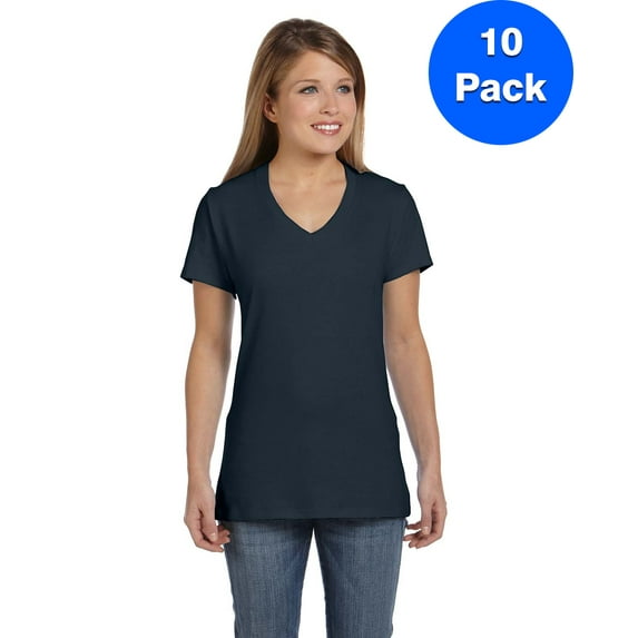 Womens Nano-T V-Neck T-Shirt S04V (5 PACK)