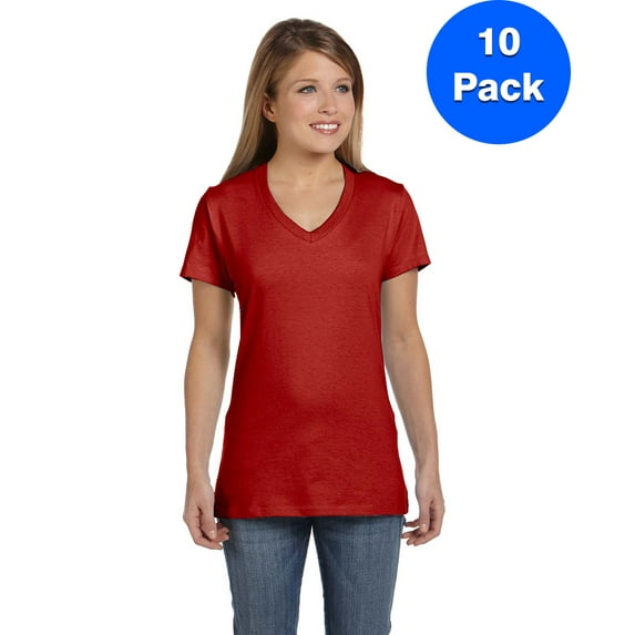 Womens Nano-T V-Neck T-Shirt S04V (5 PACK)