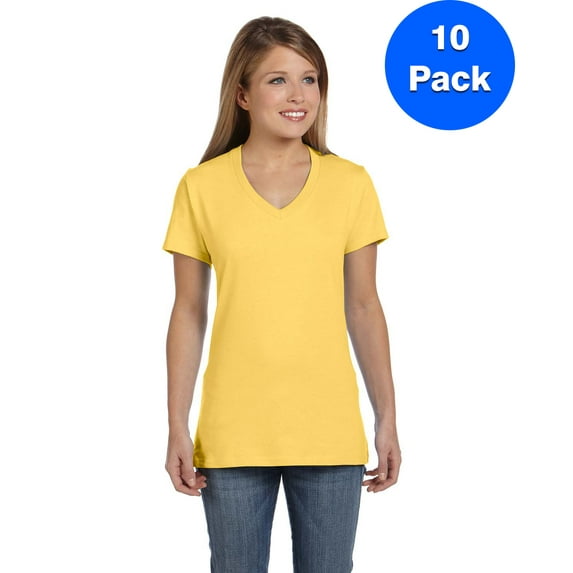 Womens Nano-T V-Neck T-Shirt S04V (5 PACK)