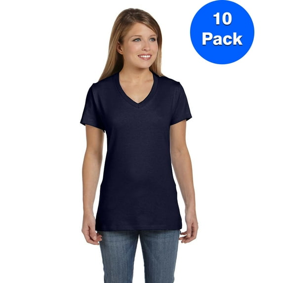 Womens Nano-T V-Neck T-Shirt S04V (5 PACK)