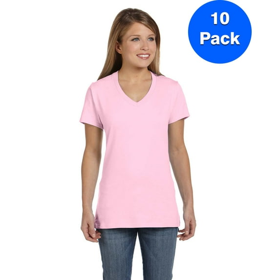 Womens Nano-T V-Neck T-Shirt S04V (5 PACK)