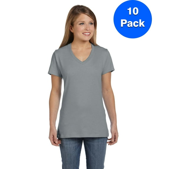 Womens Nano-T V-Neck T-Shirt S04V (5 PACK)