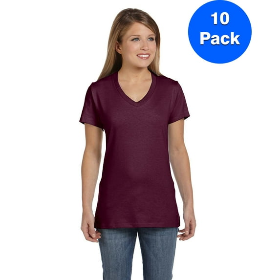 Womens Nano-T V-Neck T-Shirt S04V (5 PACK)