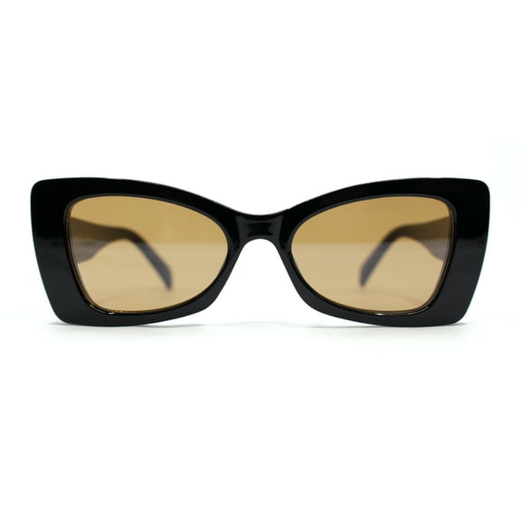 Womens Narrow Butterfly Mod Fashion Sunglasses Black - Brown